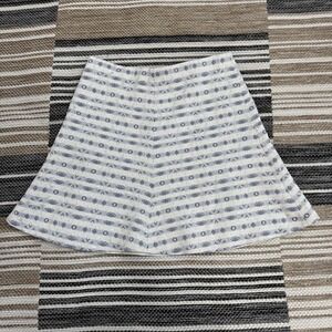 J.Crew Skirt Womens 2 Ivory Blue Jacquard A-Line Mini Lined‎ Exposed Zip C4014
